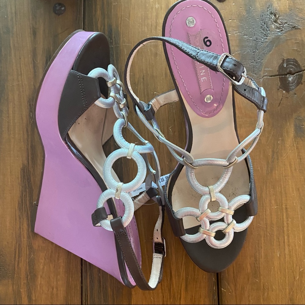 Celine pink patent platforms
